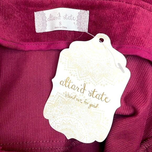 altar’d state Emma Cord Jumper burgundy corduroy minidress size Small - Picture 9 of 13